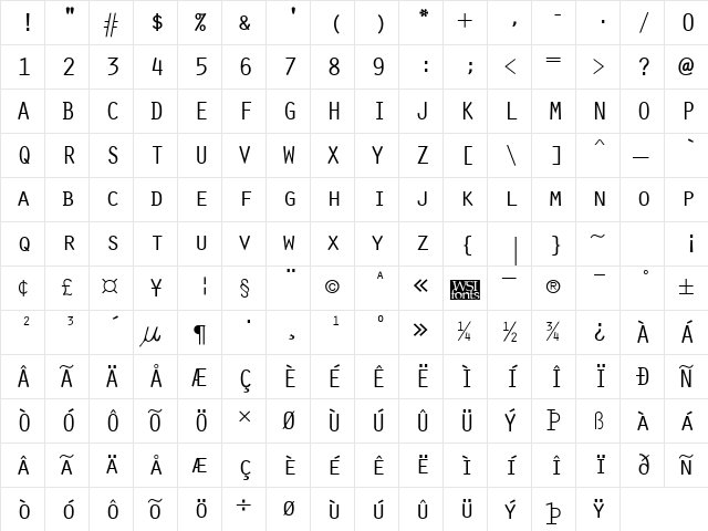 Oracle Regular font glyphpreview