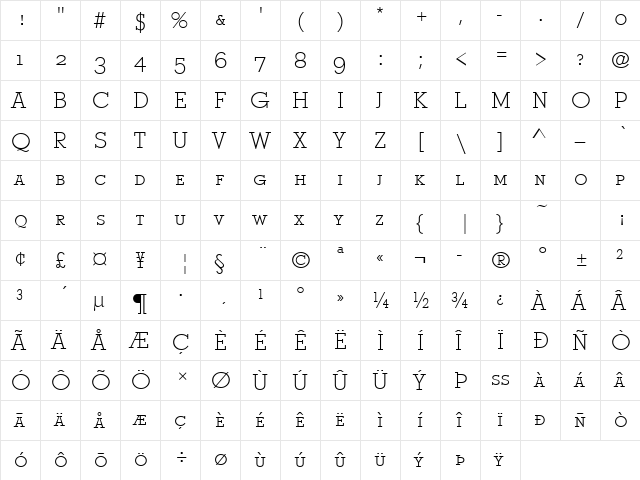 Stymie Becker Caps Light Regular font glyphpreview