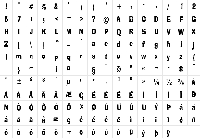 Alor-Condensed Normal font glyphpreview