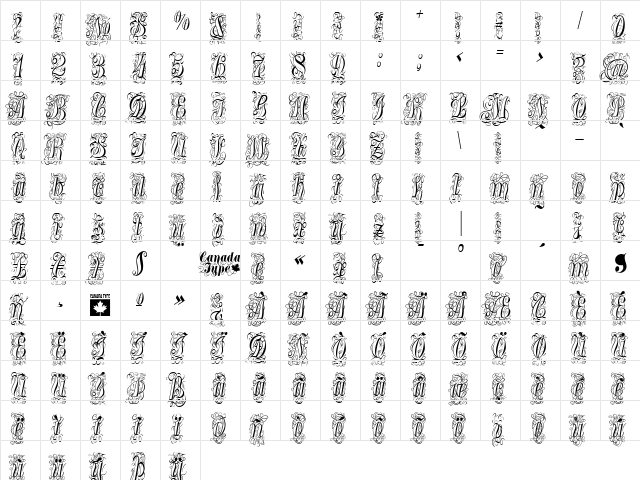 Treasury Flourish Silver Regular font glyphpreview