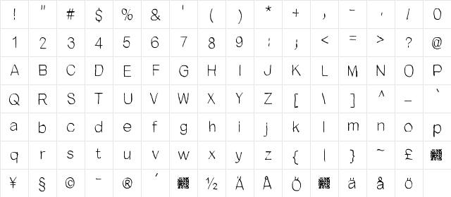 Close your eyes Regular font glyphpreview