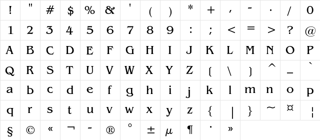 BeneficeAP Regular font glyphpreview