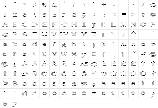 FZ ROMAN 18 HOLLOW EX Normal font glyphpreview