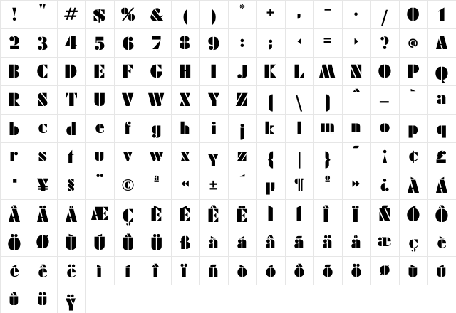 SeattleModern Regular font glyphpreview