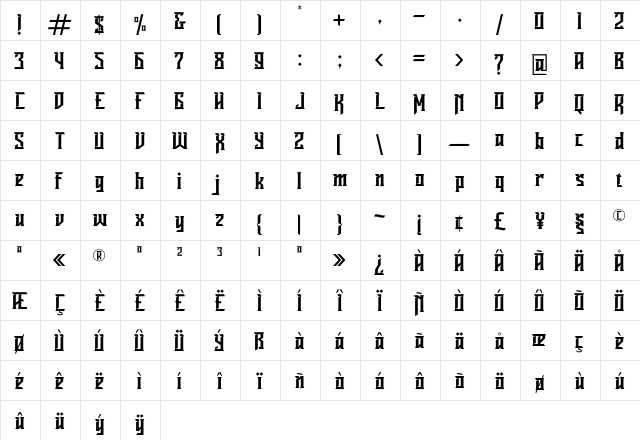 Ravenborg Regular font glyphpreview