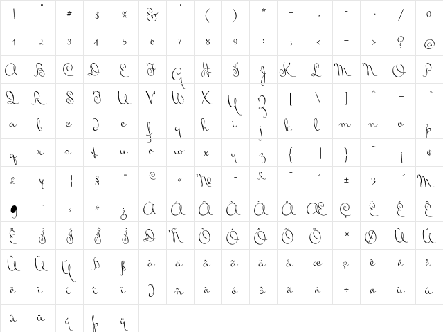 MrsVonEckley Regular font glyphpreview
