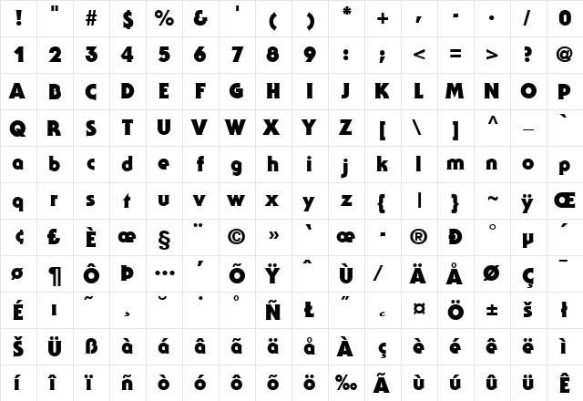 SerifGothic-Black Regular font glyphpreview