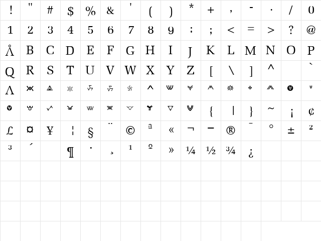 Stargate Regular font glyphpreview