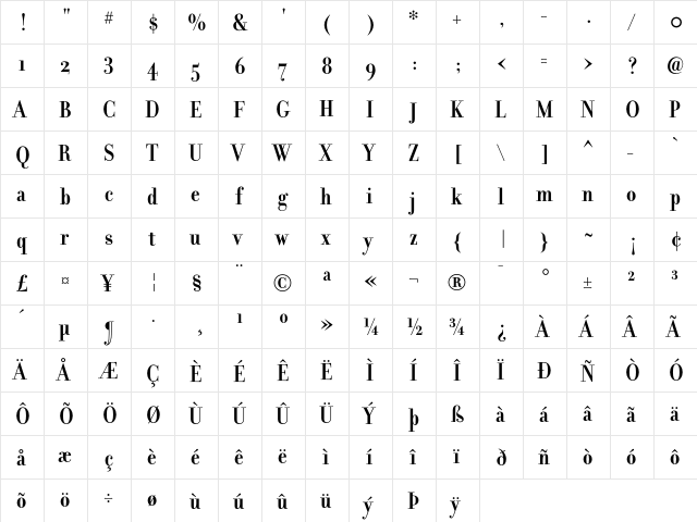 Filosofia GrandBold font glyphpreview