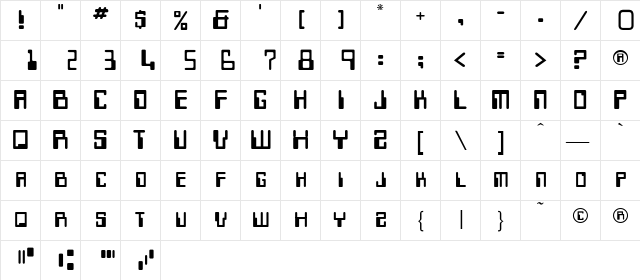 CheckStub Regular font glyphpreview