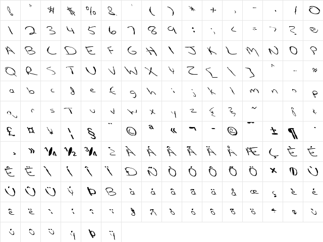 FZ HAND 12 MANGLED LEFTY Normal font glyphpreview