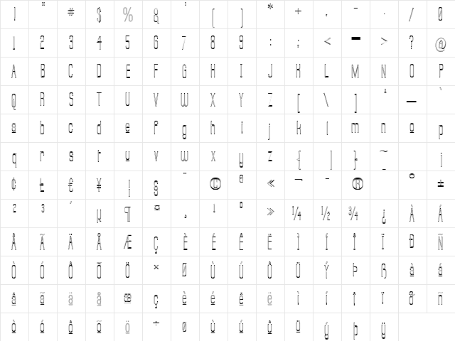 Labtop Upper Outline Regular font glyphpreview