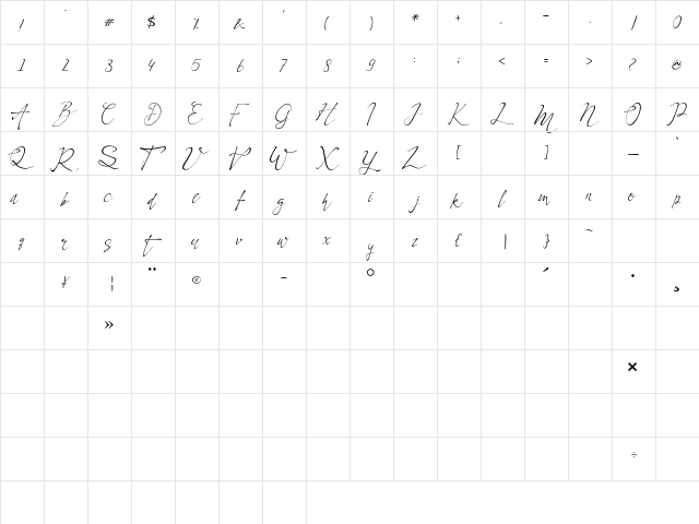 Celesta Regular font glyphpreview