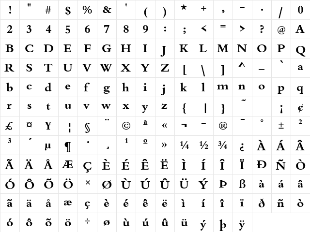 Bergamo Std Bold font glyphpreview