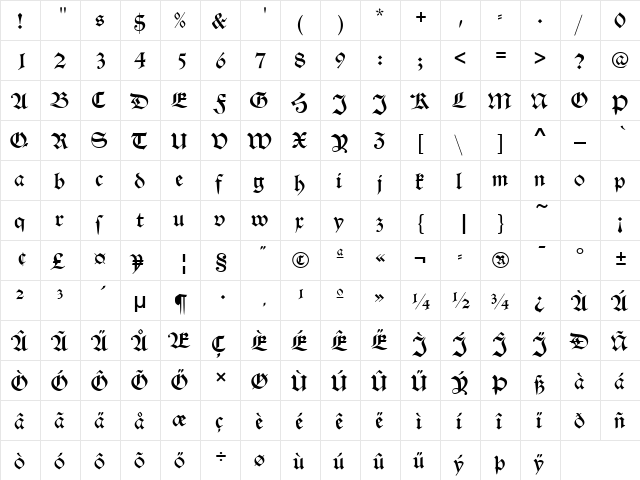 AlteSchD Regular font glyphpreview