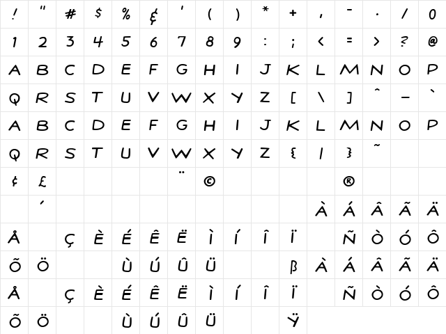 StanLeeRegular Regular font glyphpreview