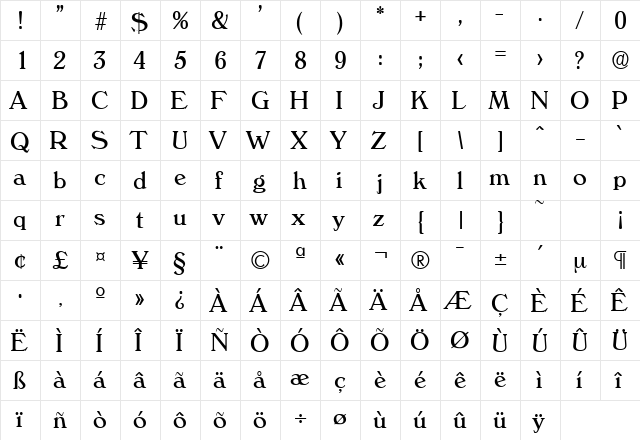 Verona-Serial Regular font glyphpreview