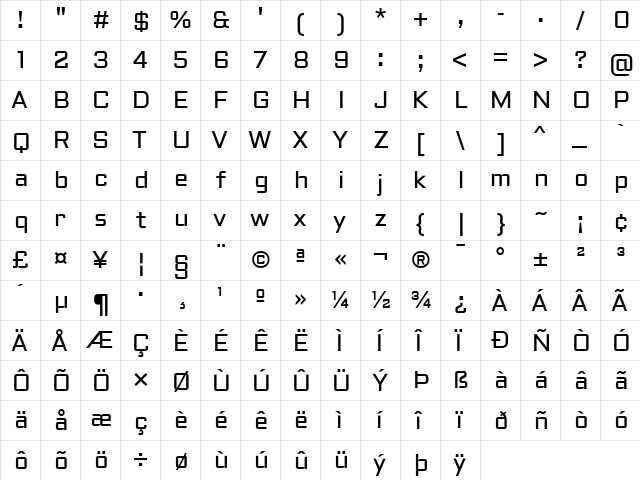 Aldrich Regular font glyphpreview