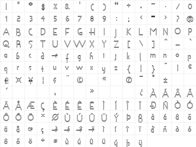 Shapeshifter Hollow Regular font glyphpreview