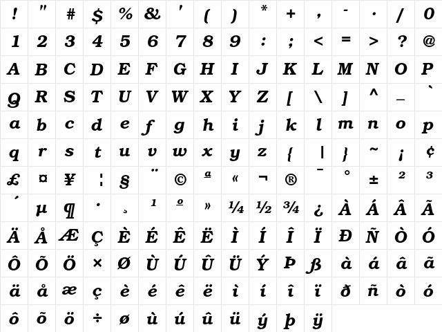 ITC Bookman Demi Italic font glyphpreview