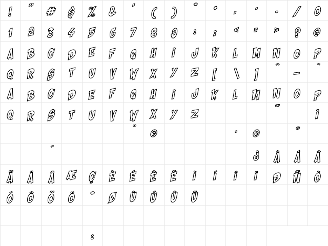 Shaka Pow Hollow Regular font glyphpreview
