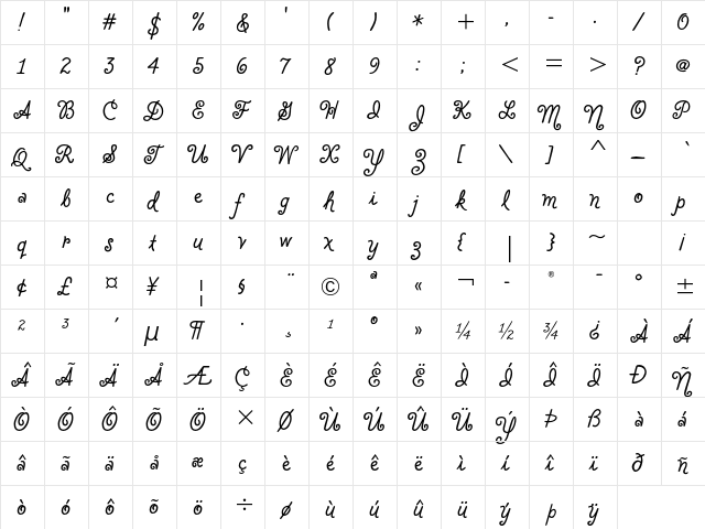 Clover ITC Std Regular font glyphpreview