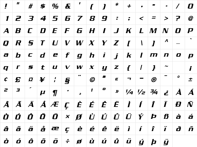 BoostSSK Italic font glyphpreview