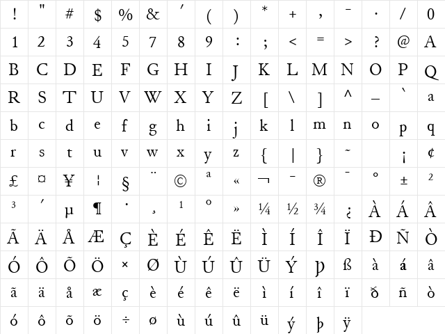 DOE Regular font glyphpreview