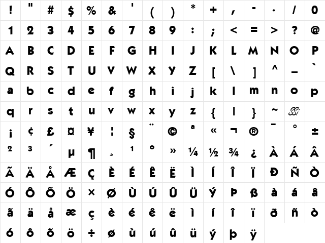 Performa SSi Bold font glyphpreview