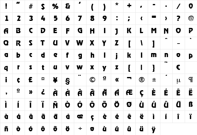 Ragtime-Bold Regular font glyphpreview