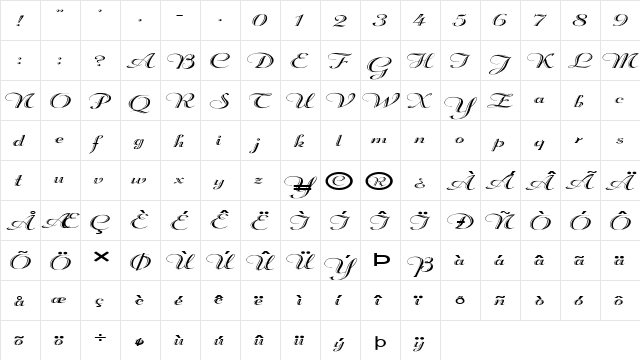 FZ SCRIPT 18  EX Normal font glyphpreview