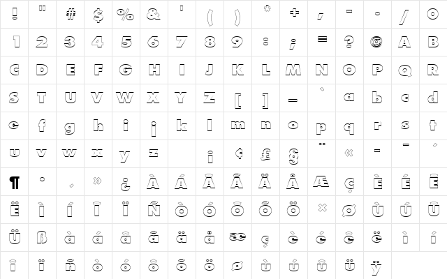 FuturaTExtBolOu1 Regular font glyphpreview