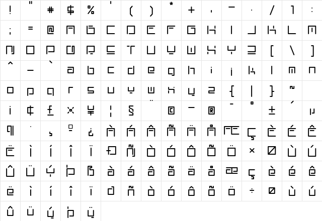 Rectand Regular font glyphpreview