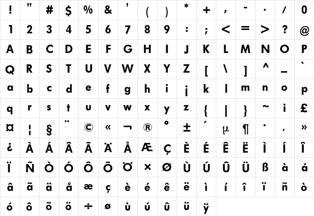 Futura BQ Regular font glyphpreview