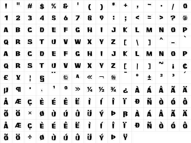 Survivant Regular font glyphpreview