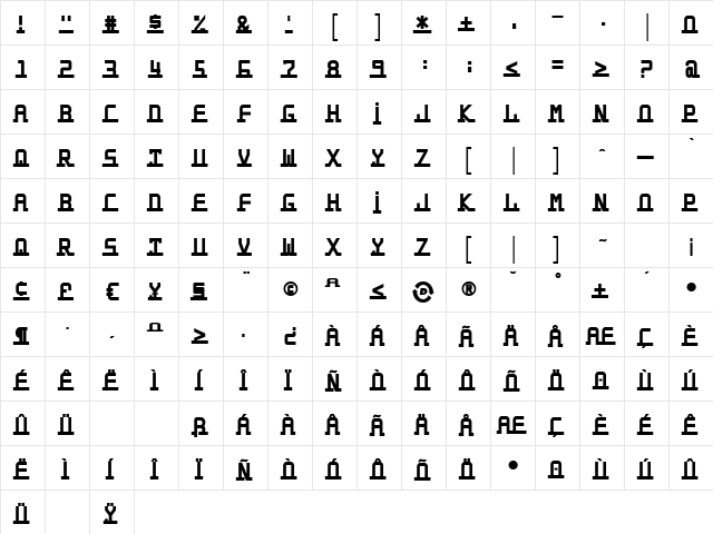 Spitball Regular font glyphpreview