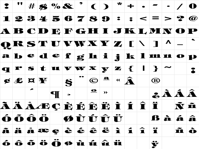 Thick N Thin 9 Regular font glyphpreview