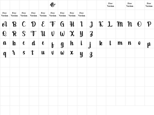 salsabella Personal Use Only Regular font glyphpreview