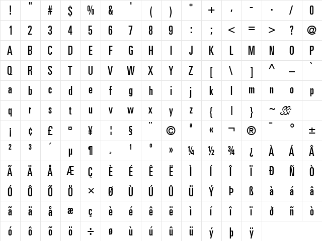 Nova Ultra SSi Ultra Condensed font glyphpreview