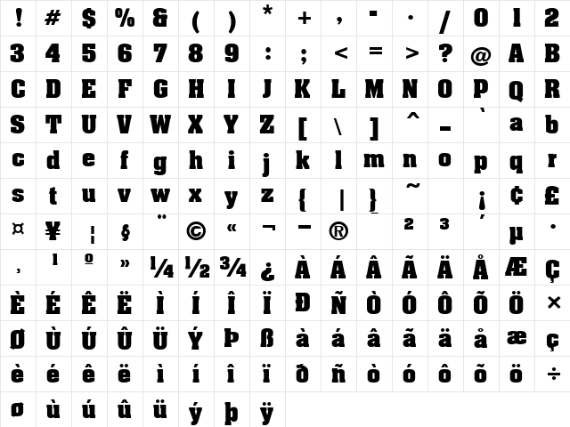 PT Blockhead Normal font glyphpreview