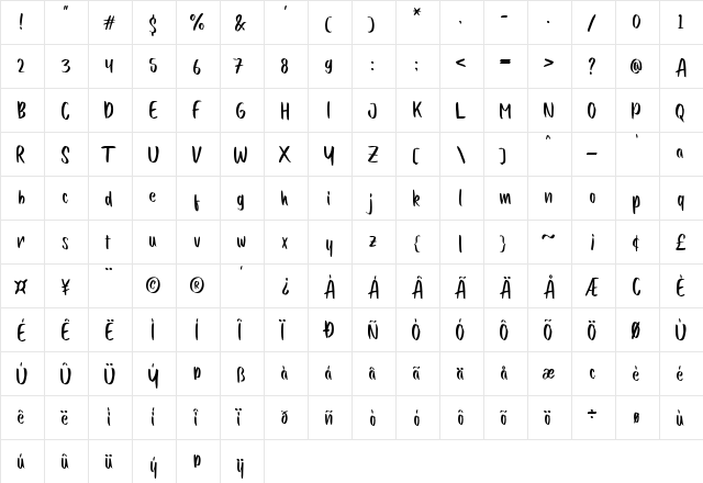 Quicken Regular font glyphpreview