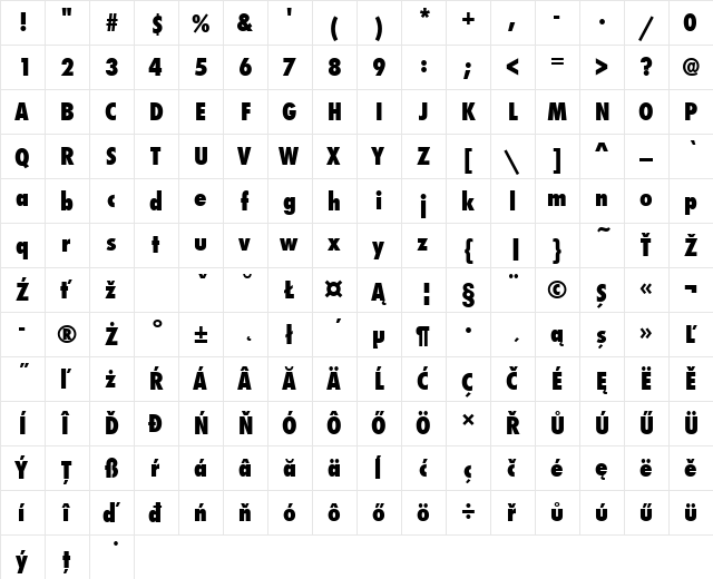 FuturaTEEExtBolCon Regular font glyphpreview