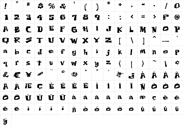Thud Regular font glyphpreview