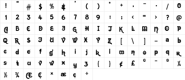 Kingthings Chimaera Regular font glyphpreview