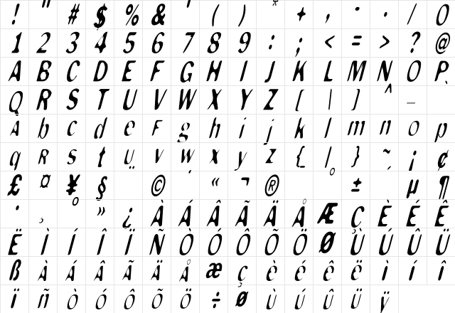 MonkeyCaughtStealing Regular font glyphpreview