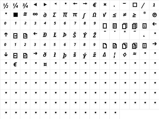 Fago Office Serif Bold Exp Italic font glyphpreview