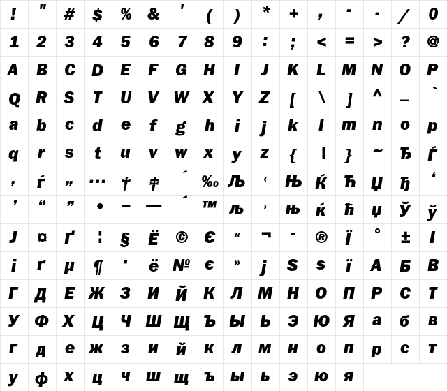 FranklinGothicHeavyC Regular font glyphpreview