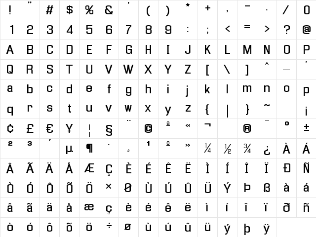 Enigmatic Unicod Regula font glyphpreview