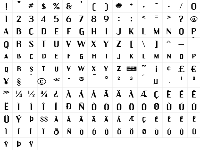 Engebrechtre Expanded Bold font glyphpreview