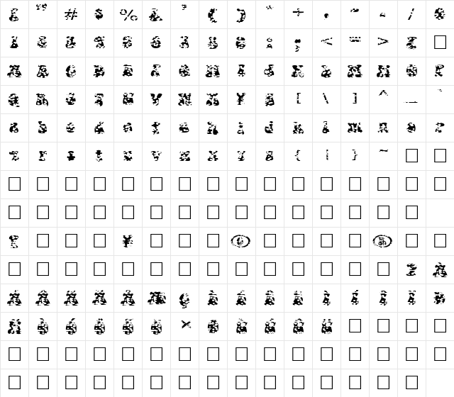 FZ JAZZY 14 HOLEY EX Regular font glyphpreview